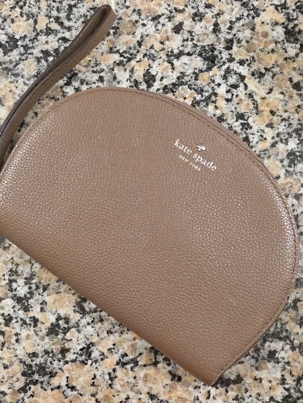 Kate Spade Taupe Pebbled Leather Wristlet Clutch